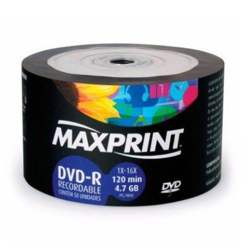 Midia DVD-r Maxprint 4.7GB 120 Min. 1x-16X Pc Mac 50un - 506161