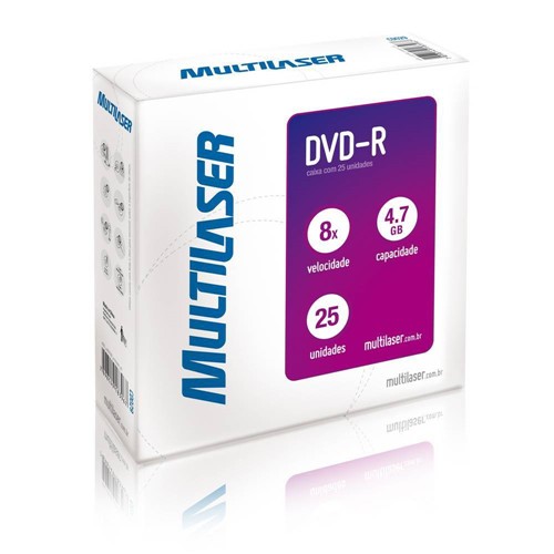 Mídia DVD R Multilaser Dv042 4,7 Gb 8x Caixa com Envelopes Finos 25 Unidades
