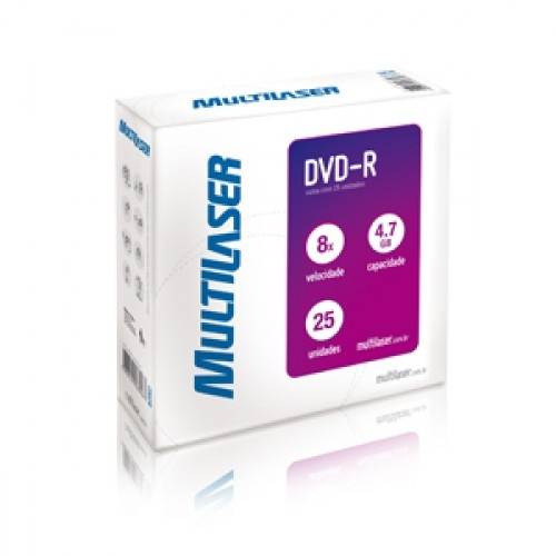 Mídia Dvd-R Multilaser Velocidade 8x 25 Unidades Envelope Cartão em Shrink Dv001
