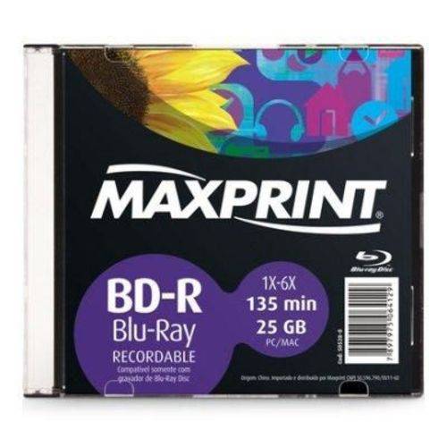 Midia Gravevel Blu Ray Bd-R Recordable 50528-0 Maxprint
