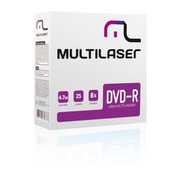 Mídia Multilaser DVD-R Vel. 08X - 25 Un. Envelope Fino em Caixa - DV042 DV042
