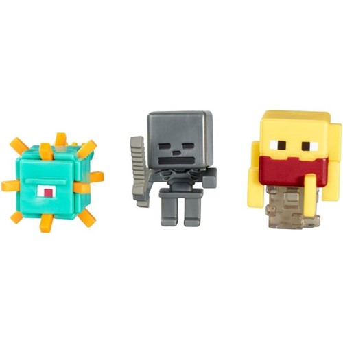 Minecraft - Mini Figuras com 3 - Blaze, Esqueleto Wither, Guardião Ckh41 - MATTEL
