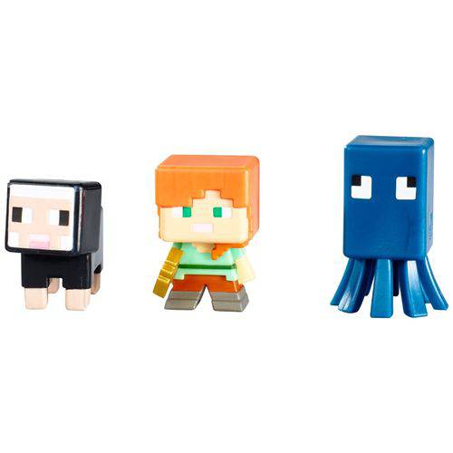 Minecraft - Mini Figuras com 3 - Lula, Alex, Ovelha Negra Ckh40