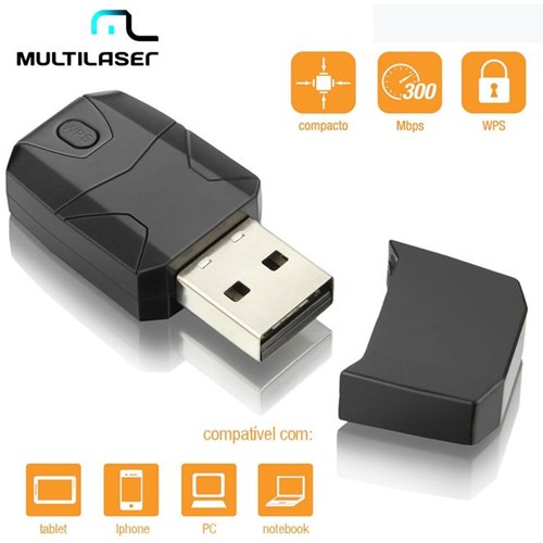 Mini Adaptador USB Wireless 300 Mbps RE052 - Multilaser