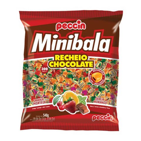 Mini Bala Recheio Chocolate C/300 - Peccin
