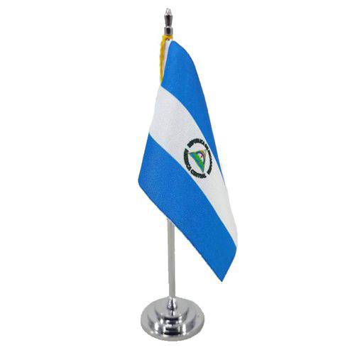 Mini Bandeira de Mesa da Nicarágua 15 Cm Poliéster