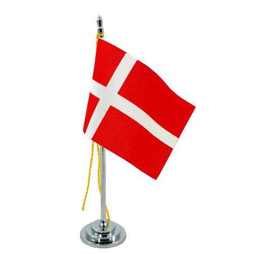 Mini Bandeira de Mesa Dinamarca 15 Cm Poliéster