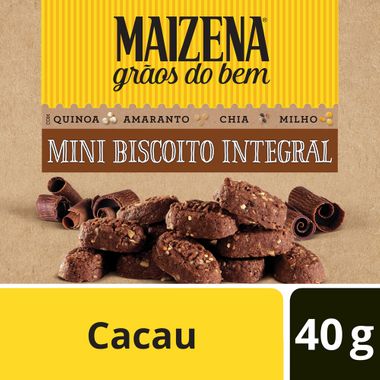 Mini Biscoito Integral Sabor Cacau Maizena 40g