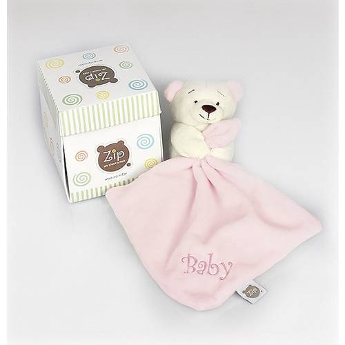 Mini Blanket (Naninha) Ursinho em Plush Rosa Zip Toys