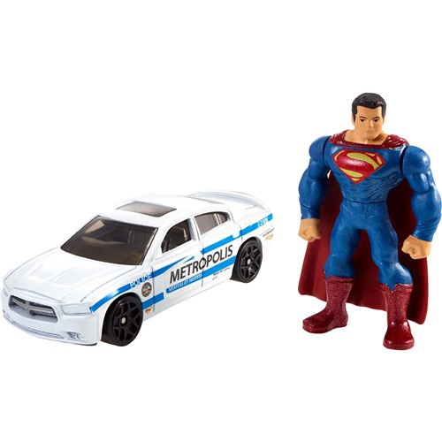 Mini Boneco e Hot Wheels - Batman Vs Superman - Superman MATTEL