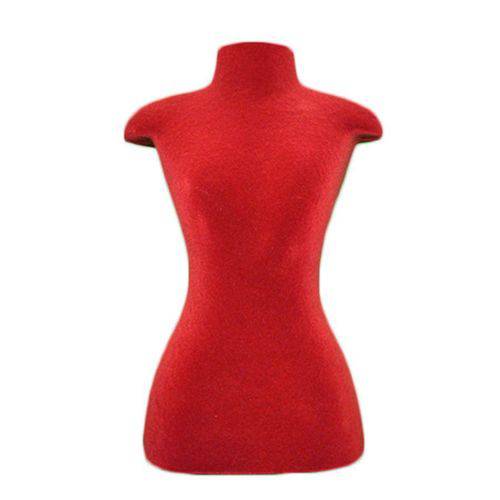 Mini Busto Manequim Feminino Sem Braço para Exposição E-62 Flocado Vermelho Zoke