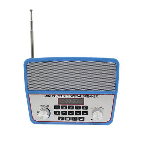 Mini Caixa Som Portátil Ws-1813 Bluetooth USB Mp3 Radio Azul