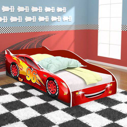 Mini Cama Infantil Carro 96 Infantil Montessoriano com Proteção Lateral - Vermelho / Vermelho - Rpm Móveis