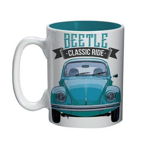 Mini Caneca Porcelana VW Beetle Classic Ride Branca