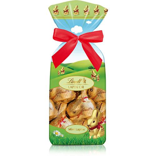 Mini Coelhos de Chocolate ao Leite Gold Bunny Crystal Bag 120g - Lindt