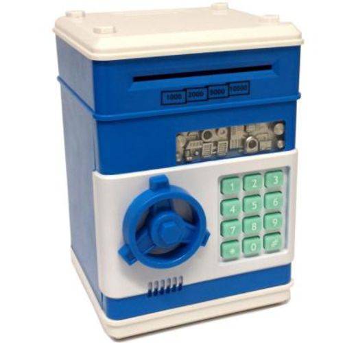 Mini Cofre Eletrônico Digital Notas e Moedas Azul - Lorben