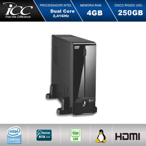 Mini Computador Icc Sl1840d2 Intel Dual Core 2.41ghz 4gb HD 250gb Dvdrw USB 3.0 Hdmi Full HD