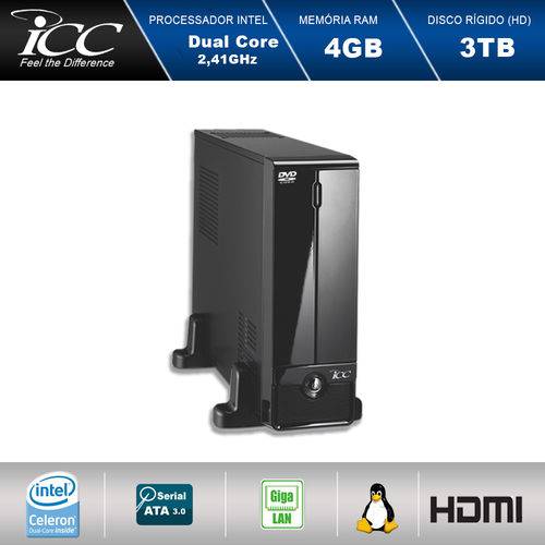 Mini Computador Icc Sl1844d Intel Dual Core 2.41ghz 4gb HD 3tb Dvdrw USB 3.0 Hdmi Full HD