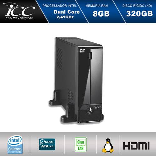 Mini Computador Icc Sl1880d3 Intel Dual Core 2.41ghz 8gb HD 320gb Dvdrw USB 3.0 Hdmi Full HD