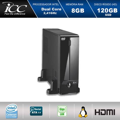 Mini Computador Icc Sl1886d Intel Dual Core 2.41ghz 8gb HD 120gb Ssd Dvdrw USB 3.0 Hdmi Full HD