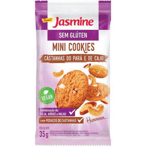 Mini Cookie Castanha do Pará e de Caju Sem Glúten 35g - Jasmine