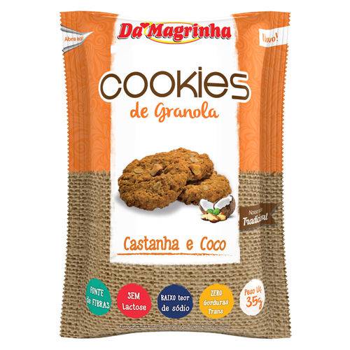 Mini Cookie Granola Castanha e Coco 35g - da Magrinha