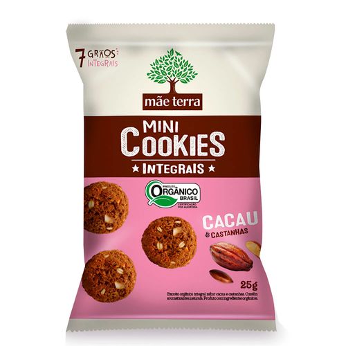 Mini Cookies Integrais Cacau e Castanhas Mãe Terra 25g