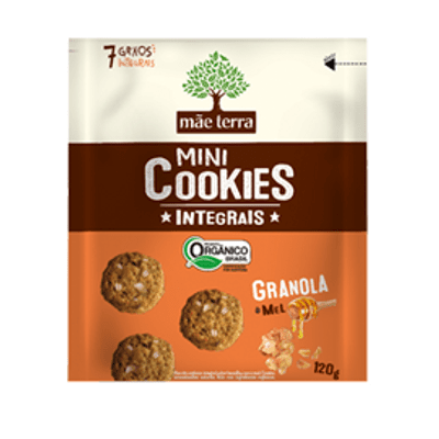Mini Cookies Integrais Orgânico Granola e Mel 120g - Mãe Terra
