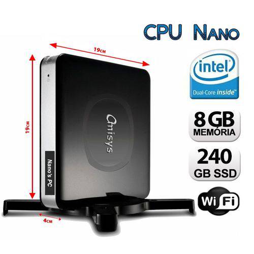 Mini Cpu Nano Pc Intel Dual Core, 8gb Ram, Ssd 240, Hdmi e Wifi