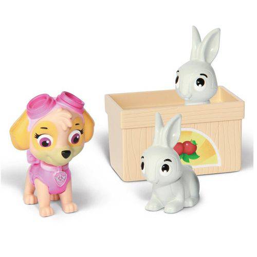 Mini Figuras - Pack de Resgate Amigo - Patrulha Canina - Skye e Coelhos - Sunny