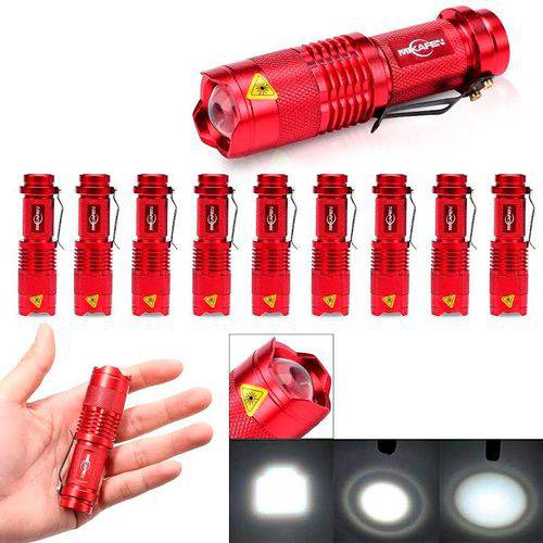 Mini Flash Light Resistente a Água Pacote com 10 Unidades 300 Lumens (vermelha) Bivolt