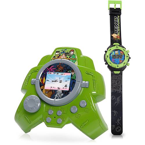 Mini Game e Relógio de Pulso - Força Extrema - Verde - Alien Force