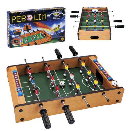 Mini Mesa Pebolim Totó Futebol 12 Jogadores Mdf Art Game