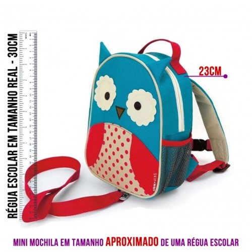 Mini Mochila Skip Hop Zoo com Cinto Coruja 212204 Azul/Vermelho