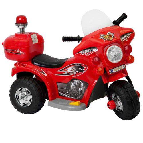 Mini Moto Eletrica Infantil Policia Motoca Criança Segura Resistente Potente Vermelha