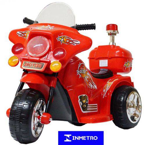 Mini Moto Elétrica Triciclo Bateria Vermelha Luzes Som