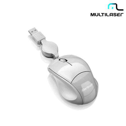 Mini Mouse Cabo Retrátil Usb Mini Fit Branco Mo155 - Multilaser