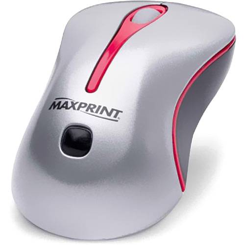 Mini Mouse Óptico USB Prata/Vermelho - Maxprint