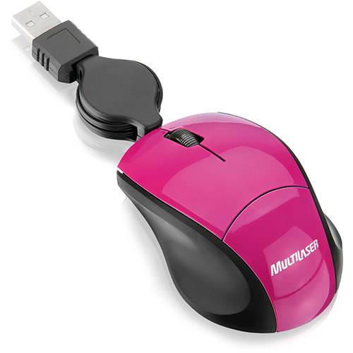 Mini Mouse Retratil Fit - Pink Piano C/ Conexão USB - Multilaser