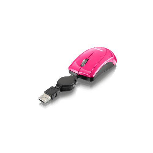 Mini Mouse Retrátil Usb Pink Mo161 Multilaser