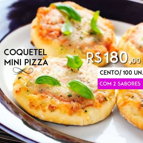 Mini Pizza Coquetel para Festa - 100 Unidades. com 2 Sabores