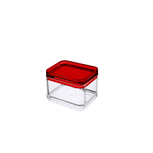 Mini Pote 100 Ml - MOD 7,3 X 5,5 X 5,5 Cm Cristal com Vermelho Coza