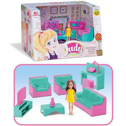 Mini Sala Infantil 7 Pçs com Boneca - Judy Home - Samba Toys
