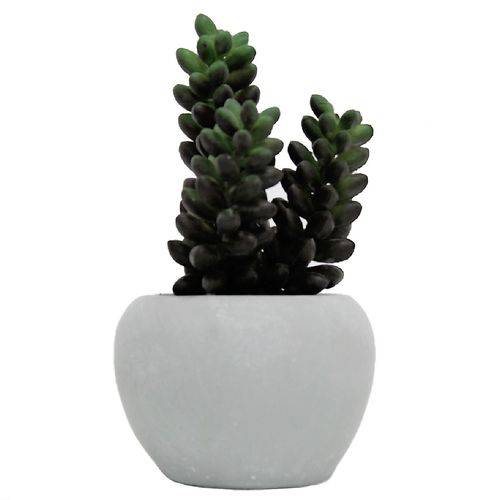 Mini Vaso Concreto Gollum Suculenta Branco/verde 5,5x5,5x12 Cm Urban