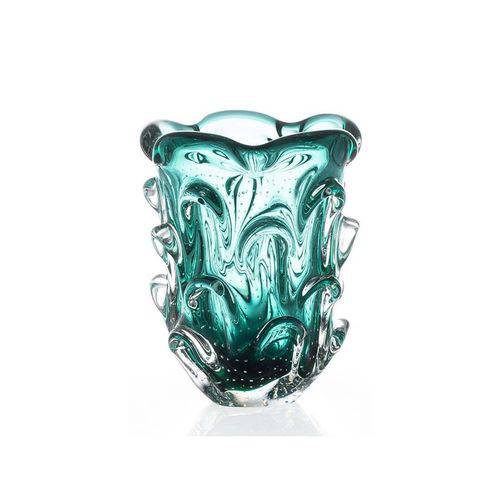 Mini Vaso de Murano com Aspente - Cristal Verde Esmeralda São Marcos