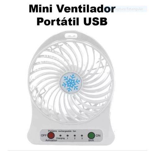 Mini Ventilador Usb de Mesa 3 Velocidades Branco