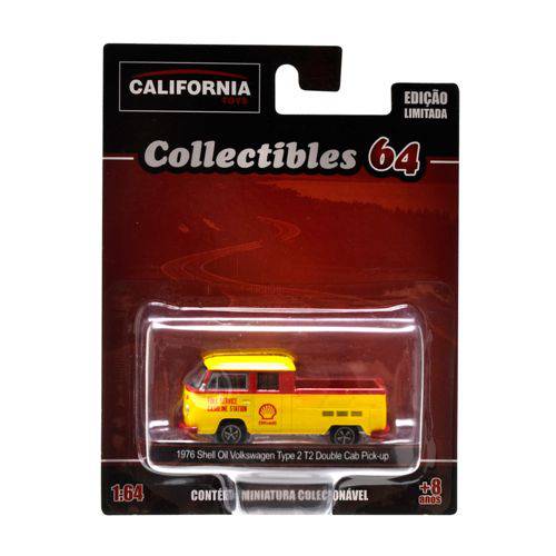 Miniatura 1:64 Volkswagen Type 2 T2 Double Cab Pickup Shell Oil Série 2 1976 California Collectibles