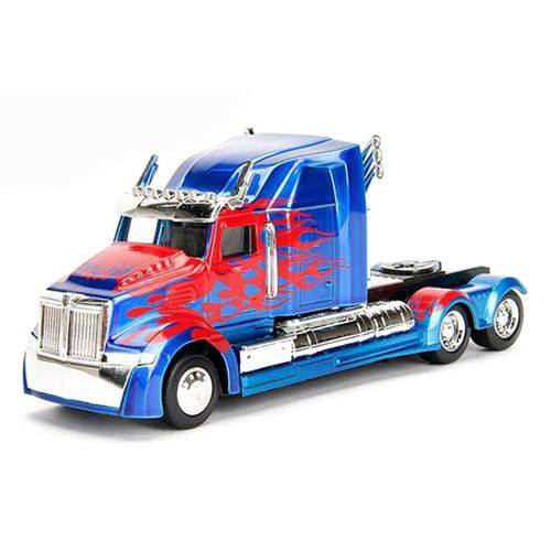 Miniatura Caminhão Optimus Prime Transformers Azul 1/32