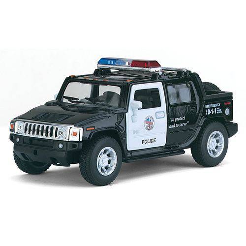 Miniatura Carro de Coleção Policial Chevrolet Hummer H2 SUT Ano 2005 Escala 1/40 Kinsmart