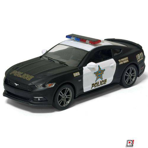 Miniatura Carro de Coleção Viatura Policial Ford Mustang GT 2015 Escala 1/38 Kinsmart